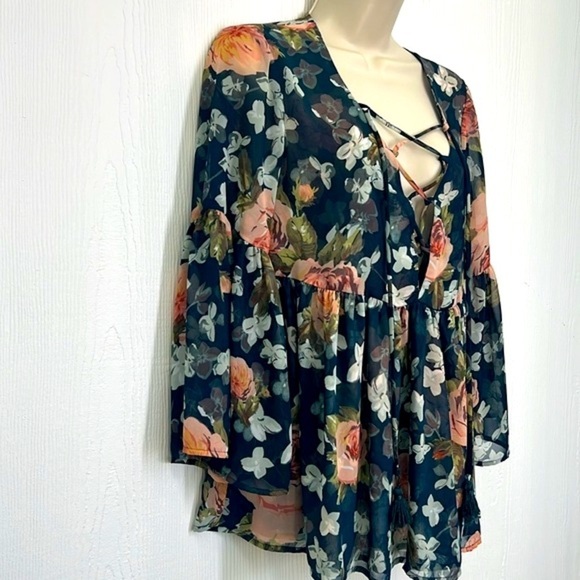 Show Me Your MuMu - Poet Tie Fall In Love Colorful Floral Blouse Size Small - Picture 5 of 12